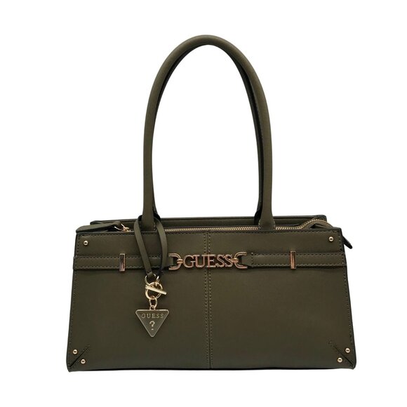 Guess Olive Green Faux Leather Satchel Bag - Picture 1 of 10
